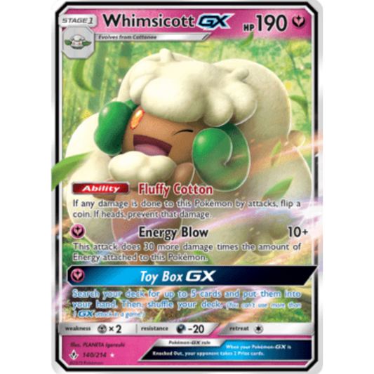 Whimsicott GX 140/214  - Holofoil SM  Unbroken Bonds - Ultra Rare