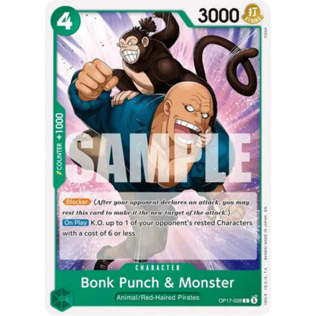 Bonk Punch & Monster (OP17-028) - The World's Strongest Warriors
