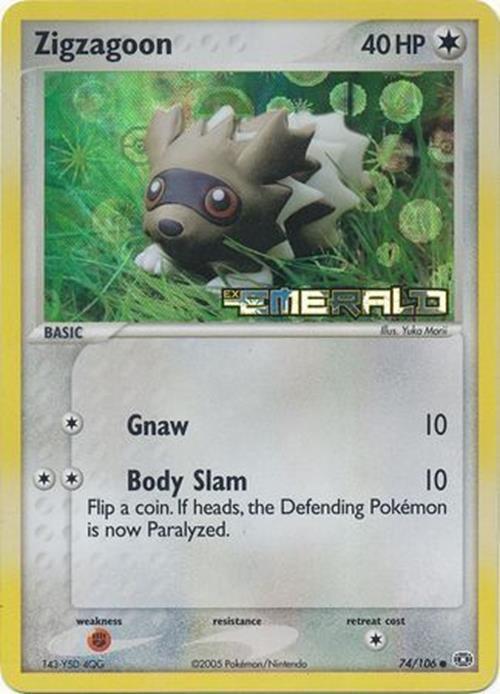 Zigzagoon  - Reverse Holofoil Emerald - Common
