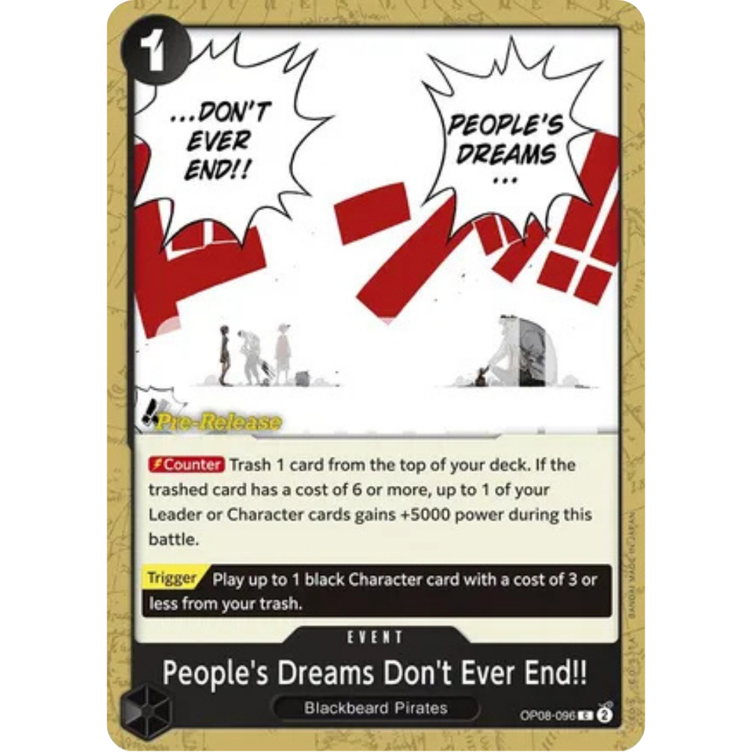 People's Dreams Don't Ever End!! (OP08-096) - Two Legends Pre-Release Cards
