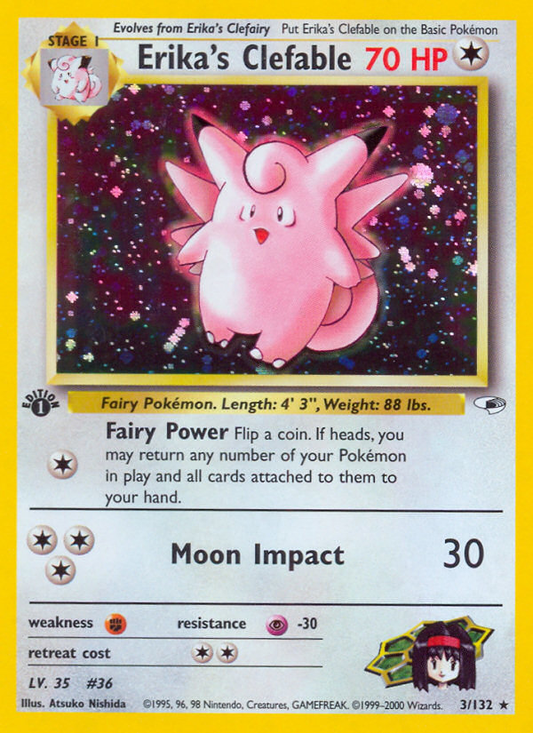 Erika's Clefable 003  - 1st Edition Holofoil Gym Heroes - Holo Rare