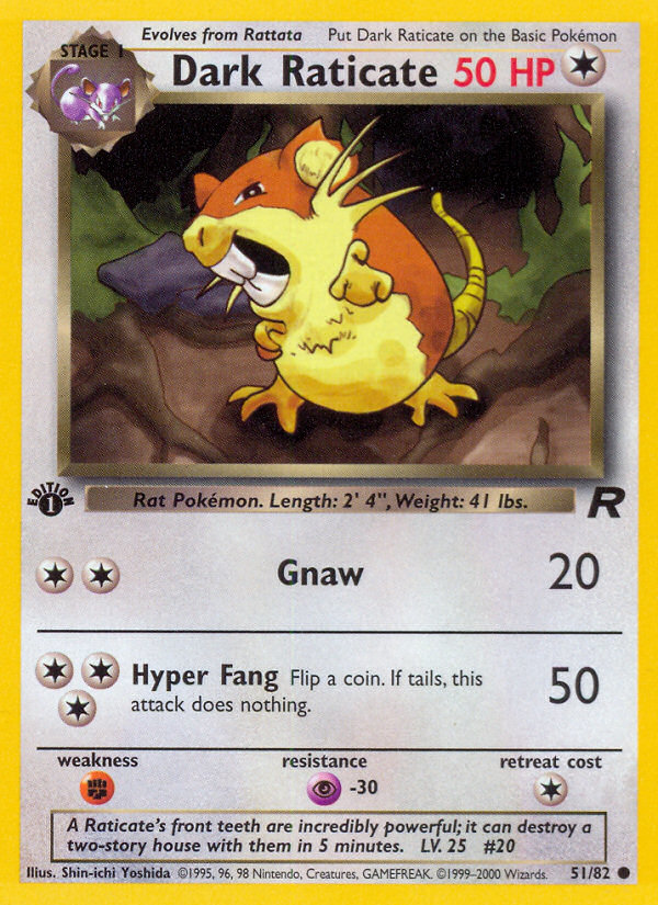 Dark Raticate 051  - 1st Edition Team Rocket - Common