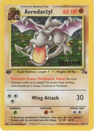 Aerodactyl (Prerelease) 001/62  - 1st Edition Holofoil WoTC Promo - Promo