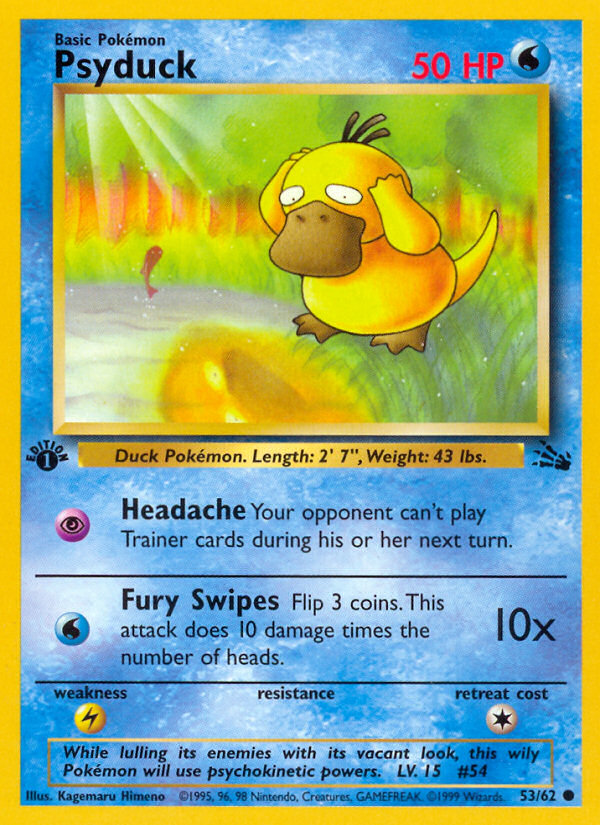 Psyduck 053  - 1st Edition Fossil - Common