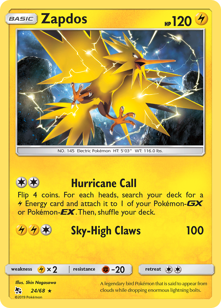 Zapdos 024  - Holofoil Hidden Fates - Holo Rare