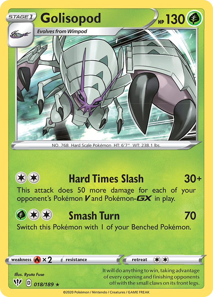 Golisopod 018  - Holofoil SWSH03 Darkness Ablaze - Holo Rare