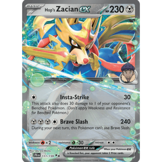 Hop's Zacian ex 111/159  - Holofoil SV09 Journey Together - Double Rare