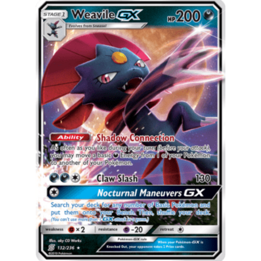 Weavile GX 132/236  - Holofoil SM  Unified Minds - Ultra Rare