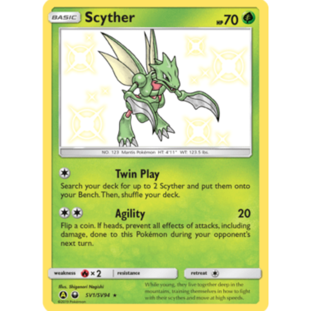 Scyther SV1  - Holofoil Hidden Fates Shiny Vault - Shiny Holo Rare