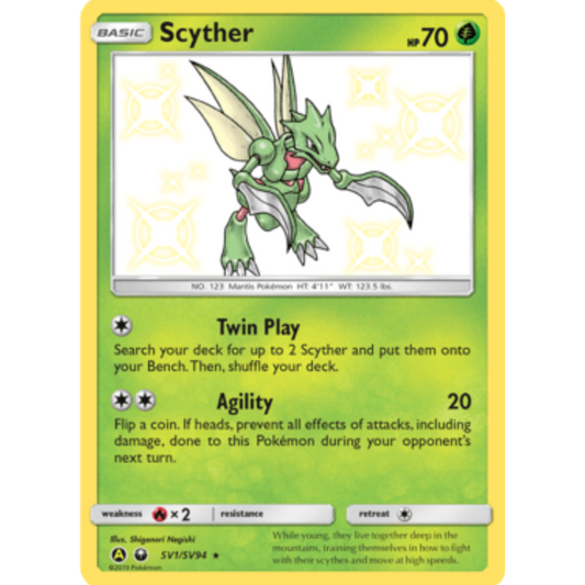 Scyther SV1/SV94  - Holofoil Hidden Fates Shiny Vault - Shiny Holo Rare