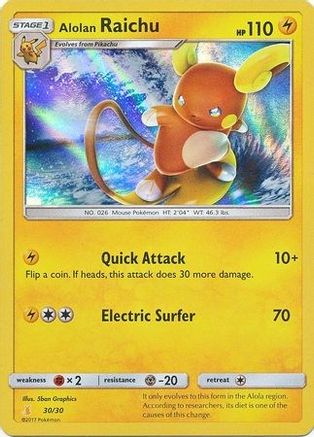 Alolan Raichu (#30 Holofoil) 030  - Holofoil SM Trainer Kit Lycanroc & Alolan Raichu - Uncommon