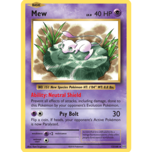 Mew 053/108  - Reverse Holofoil XY  Evolutions - Holo Rare
