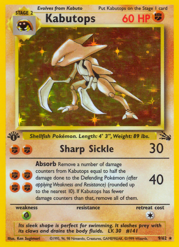 Kabutops (9) 009  - 1st Edition Holofoil Fossil - Holo Rare