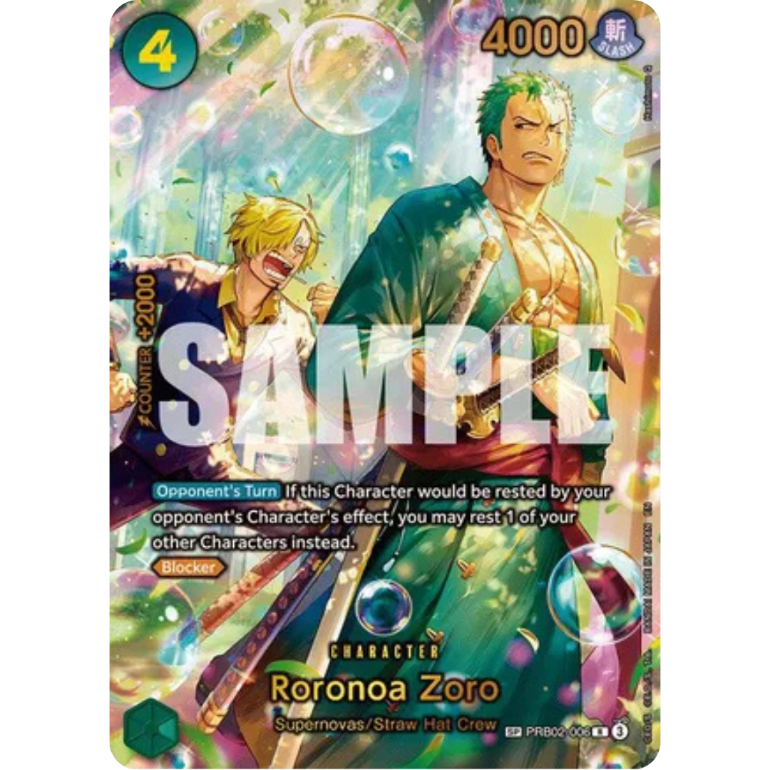 Roronoa Zoro - PRB02-006 (SP) (Alternate Art) (PRB02-006) - The Azure Sea's Seven Foil