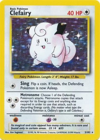 Clefairy 005/102  - Holofoil Base Set - Holo Rare