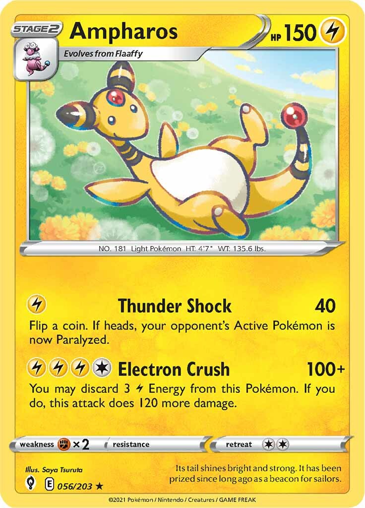 Ampharos 056  SWSH07 Evolving Skies - Rare