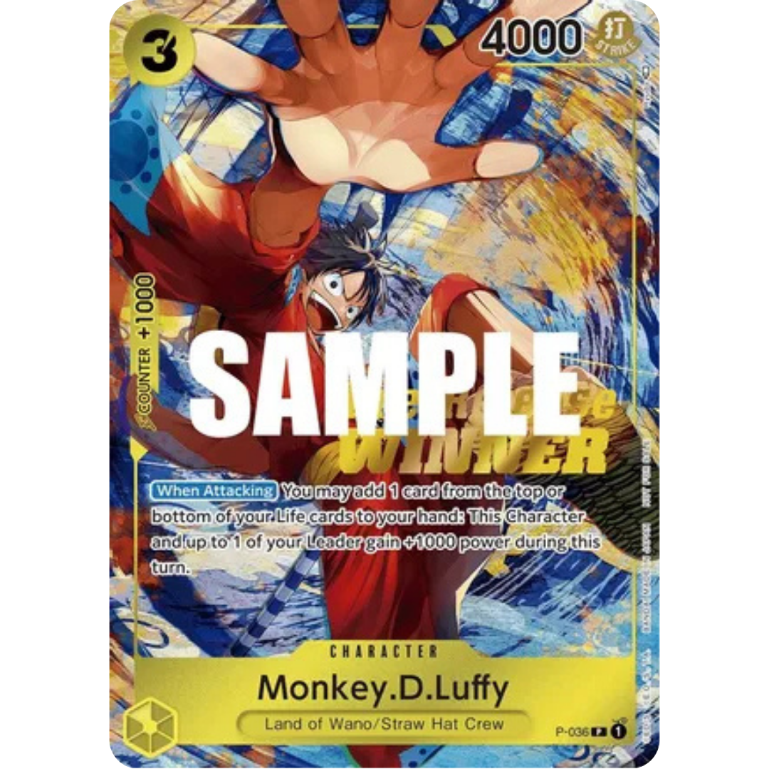 Monkey.D.Luffy (Pre-Release Tournament) (Winner) (P-036) - One Piece Promotion Cards Foil
