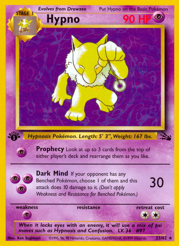 Hypno (23) 023  - 1st Edition Fossil - Rare
