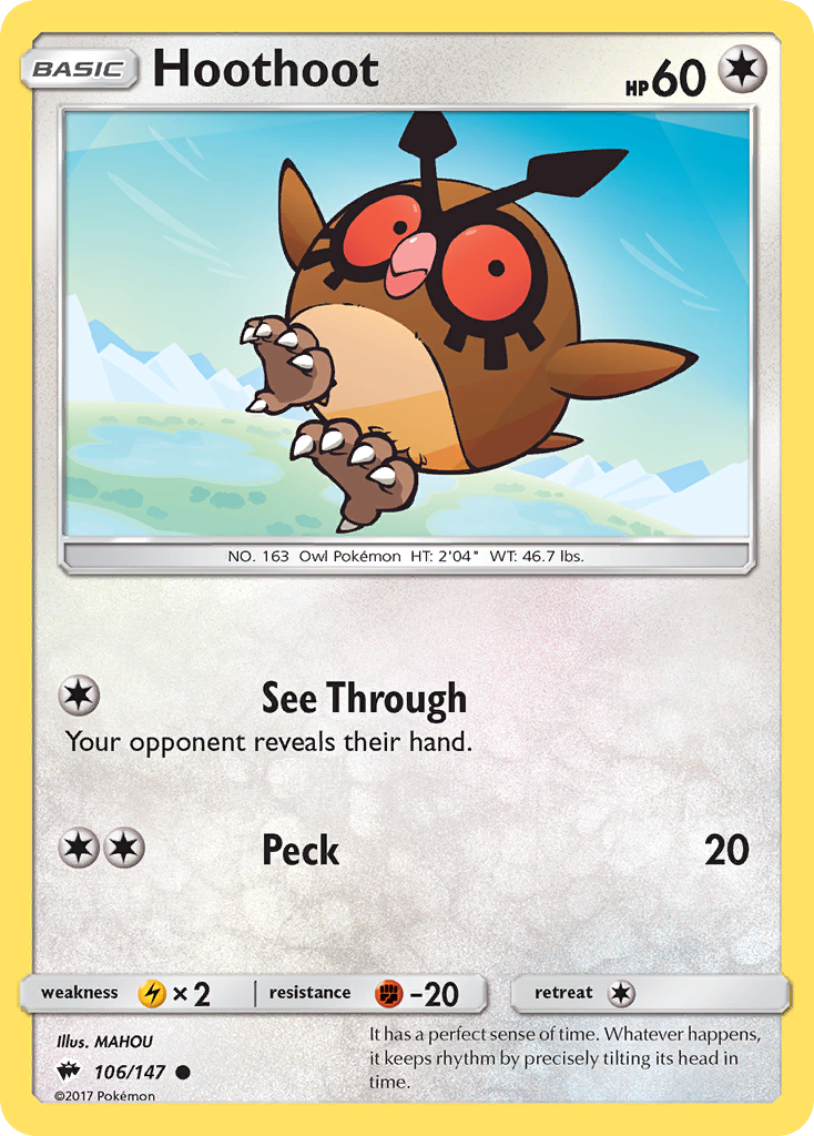 Hoothoot 106  SM  Burning Shadows - Common