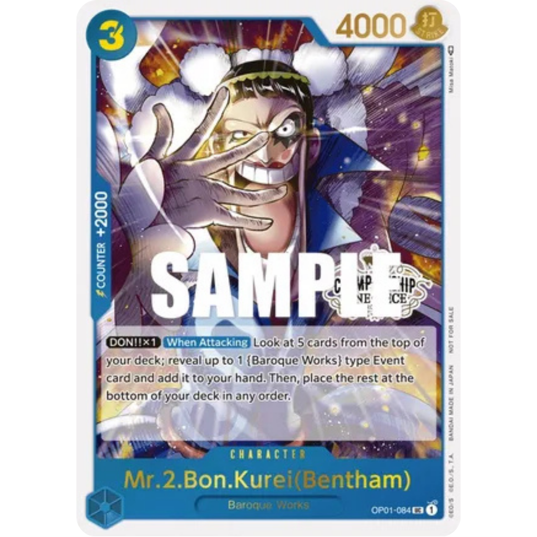 Mr.2.Bon.Kurei (Bentham) (Store Championship Participation Pack Vol. 2) (OP01-084) - One Piece Promotion Cards Foil