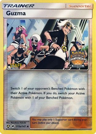 Guzma - 115a/147 (Regional Championships) [Staff]/147  - Reverse Holofoil League & Championship Cards - Promo