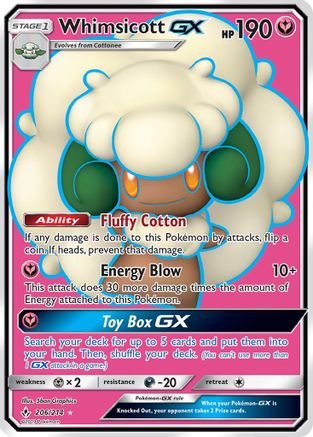 Whimsicott GX (Full Art) 206/214  - Holofoil SM  Unbroken Bonds - Ultra Rare