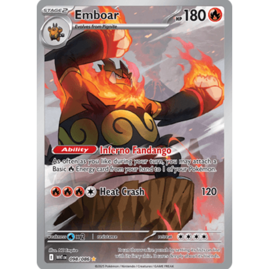 Emboar 098/086  - Holofoil SV White Flare - Illustration Rare