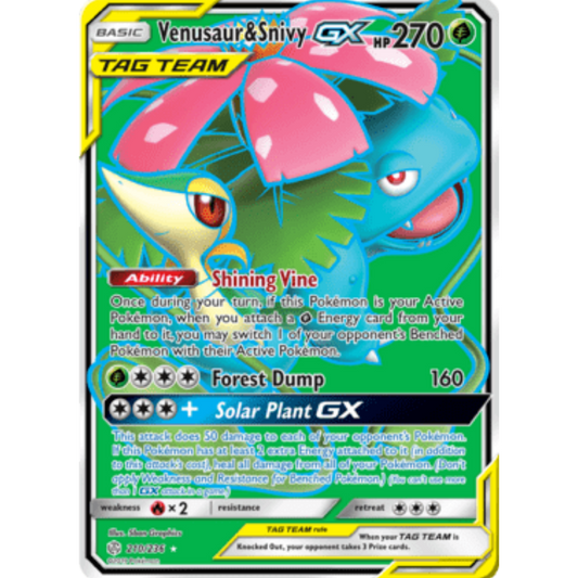 Venusaur & Snivy GX (Full Art) 210  - Holofoil SM  Cosmic Eclipse - Ultra Rare