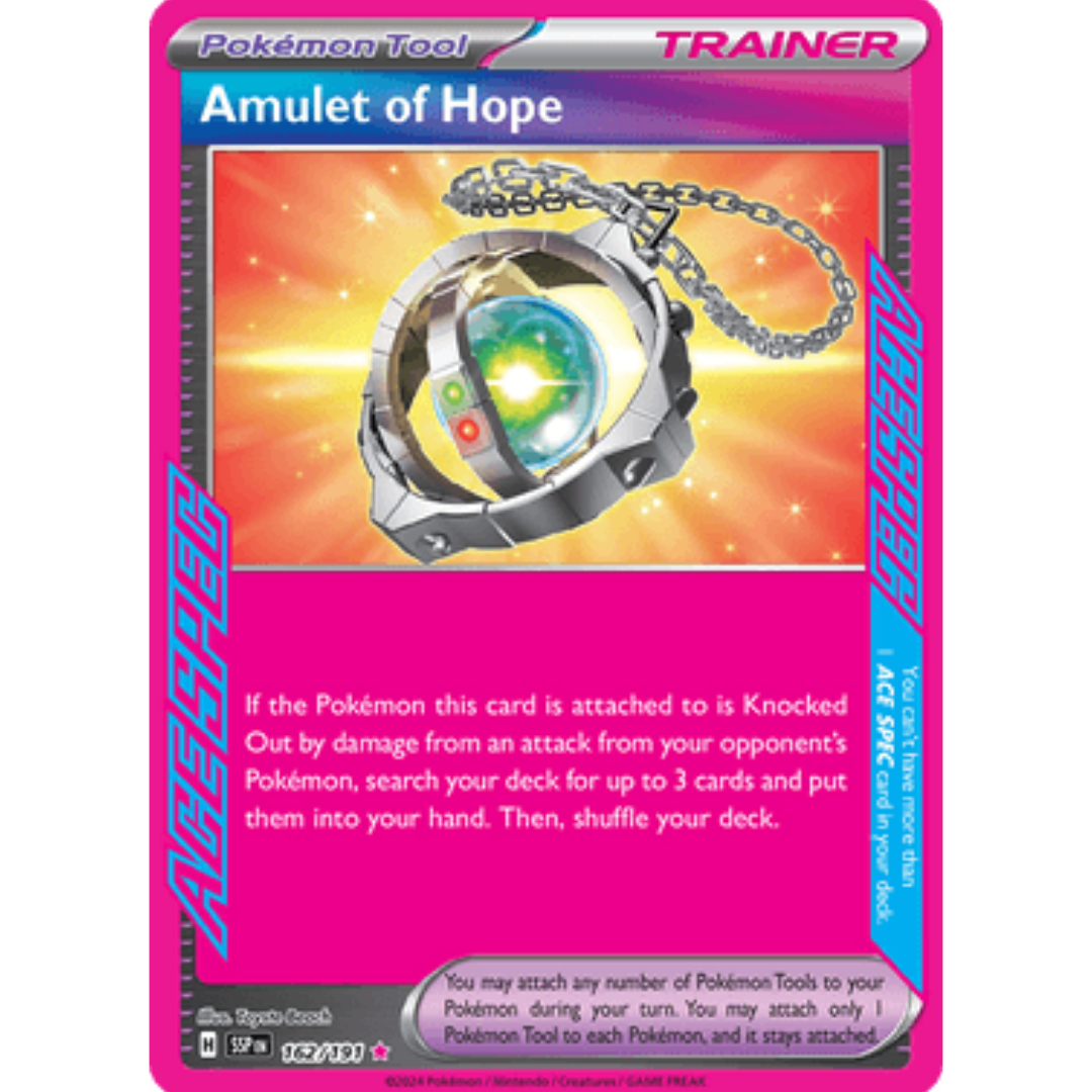 Amulet of Hope 162  - Holofoil SV08 Surging Sparks - ACE SPEC Rare