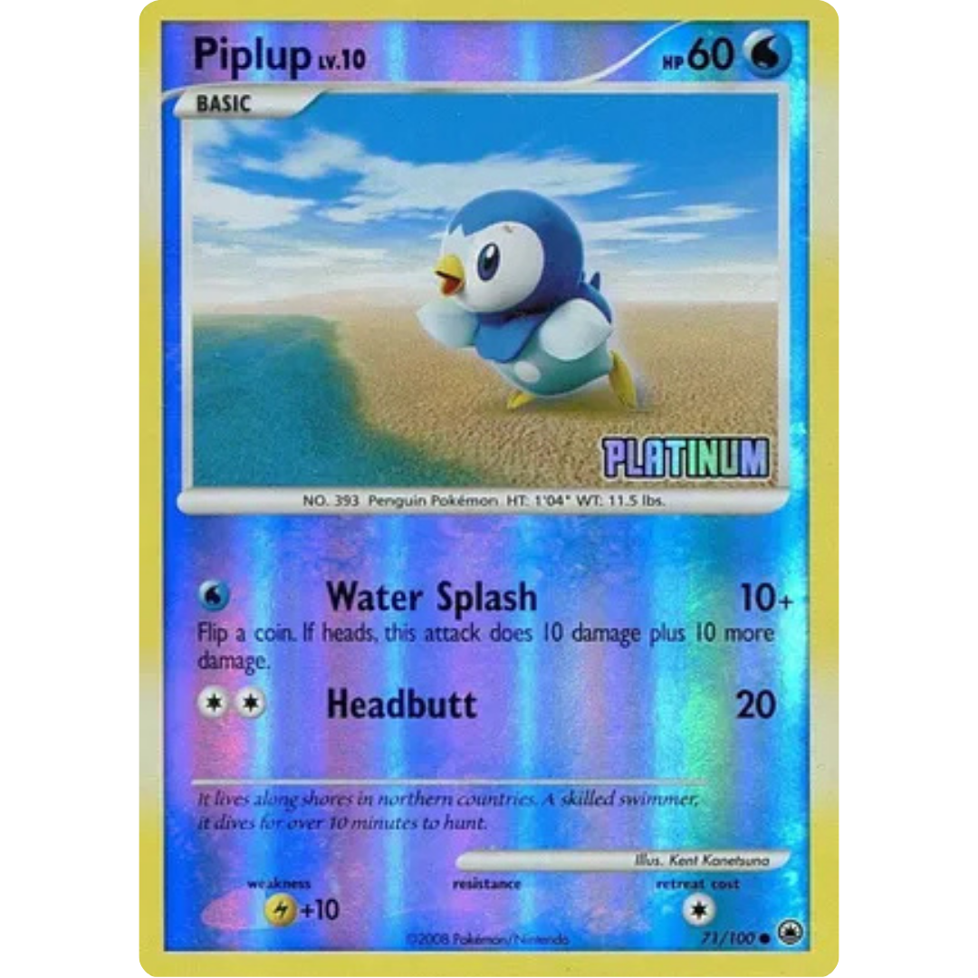 Piplup - 71/100 [Platinum]/100  - Reverse Holofoil Burger King Promos - Promo
