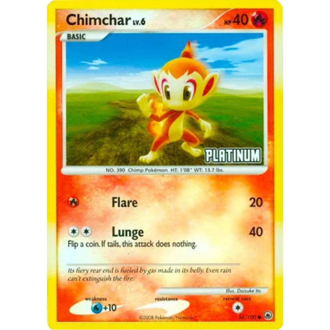 Chimchar - 56/100 [Platinum]/100  - Reverse Holofoil Burger King Promos - Promo
