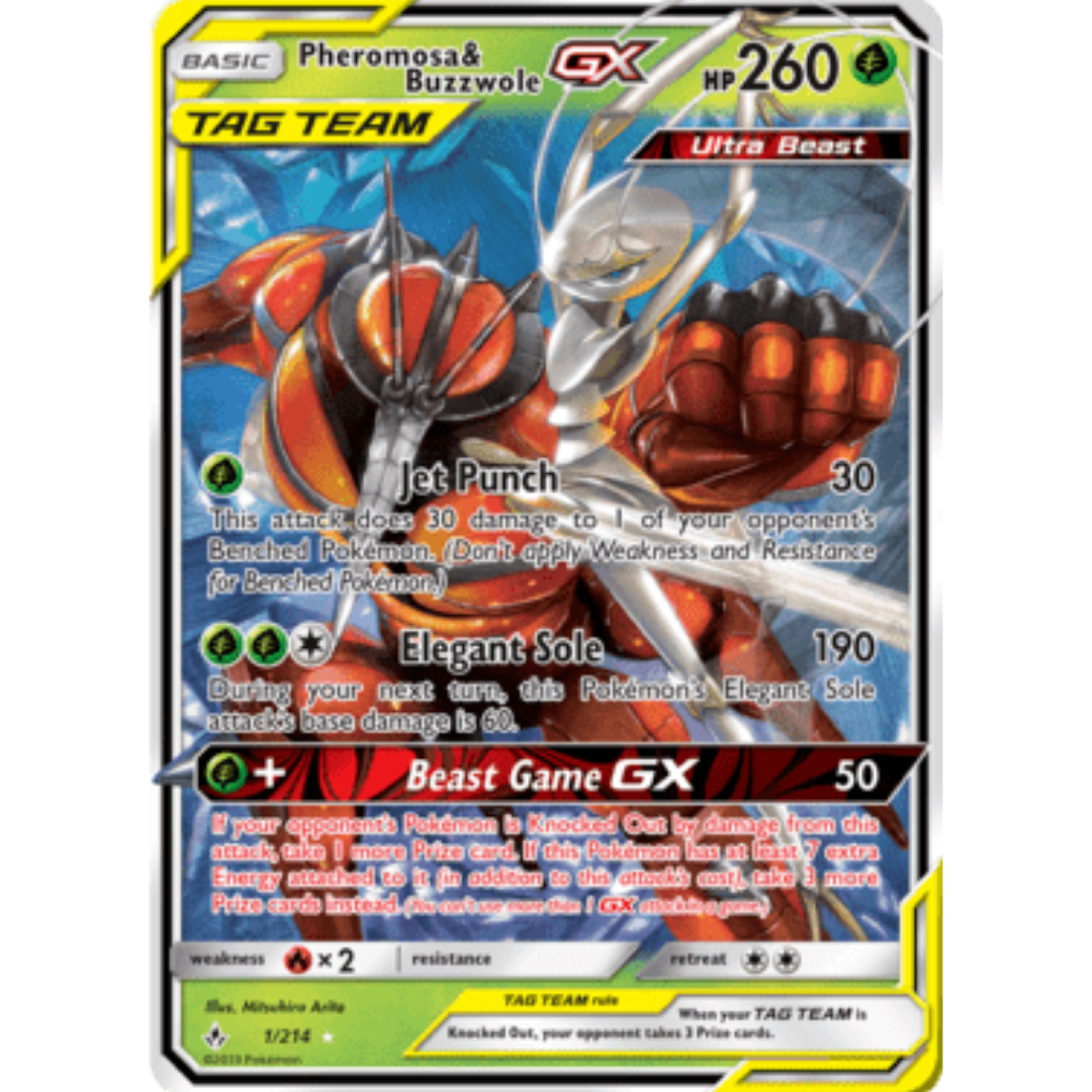 Pheromosa & Buzzwole GX 001  - Holofoil SM  Unbroken Bonds - Ultra Rare