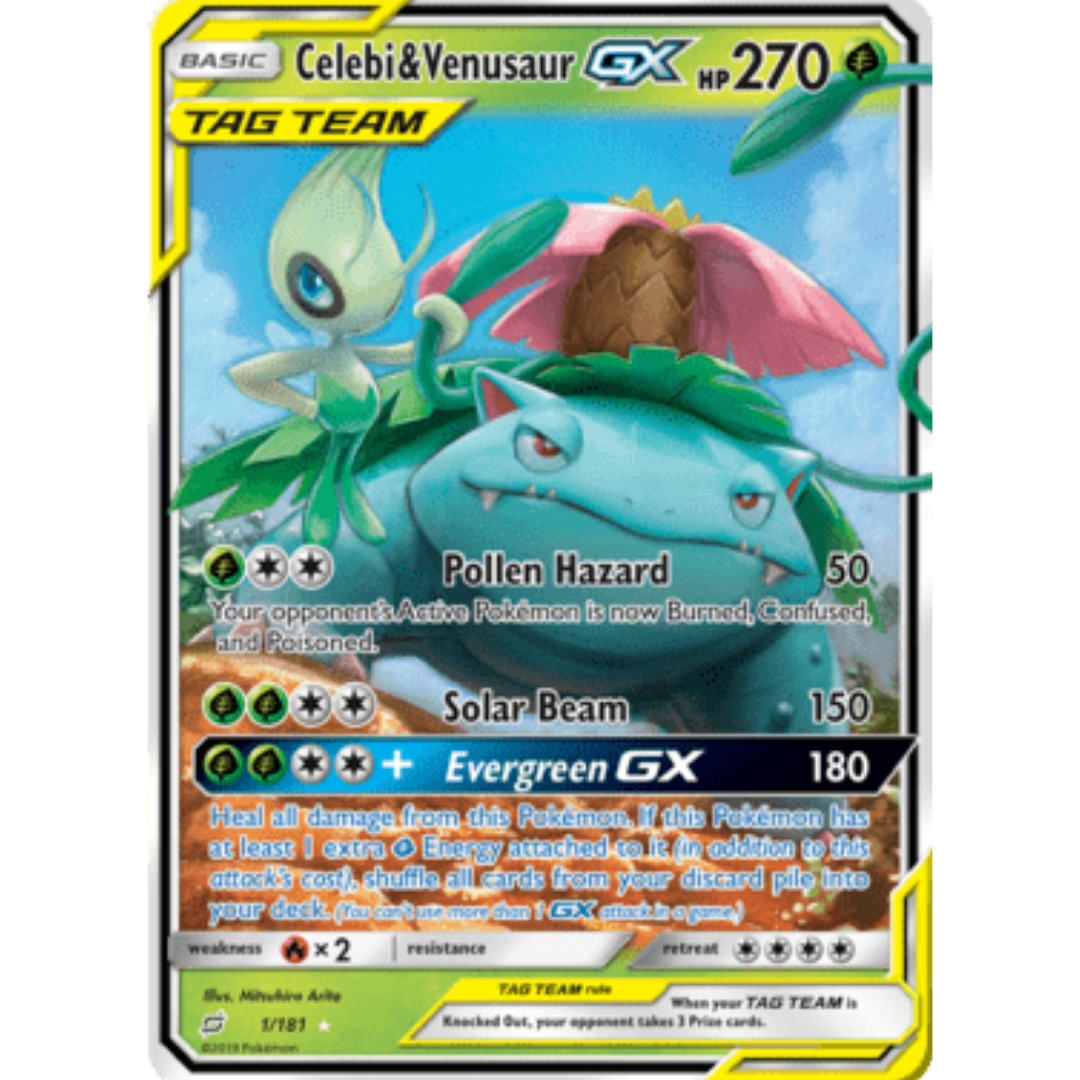 Celebi & Venusaur GX 001  - Holofoil SM  Team Up - Ultra Rare