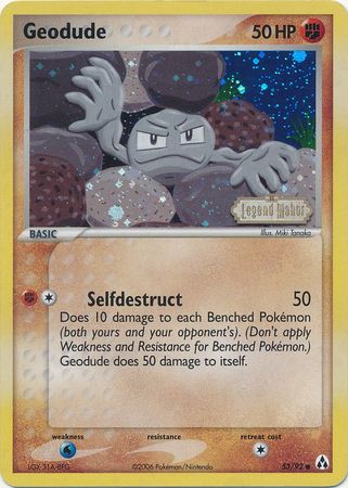 Geodude 053/92  - Reverse Holofoil Legend Maker - Common