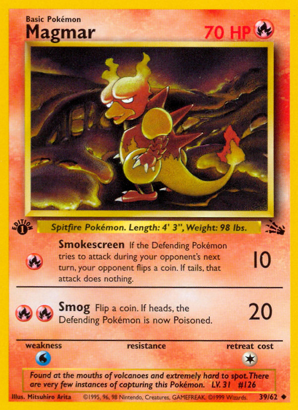 Magmar 039  - 1st Edition Fossil - Uncommon
