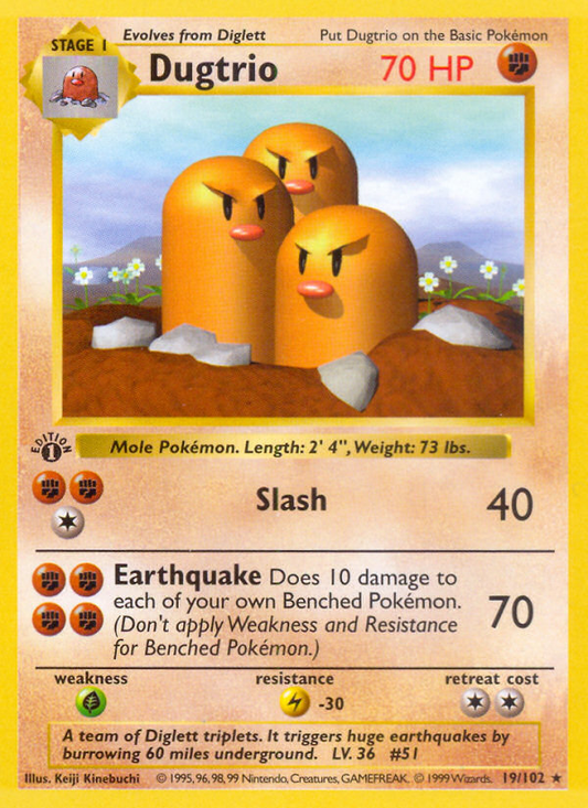 Dugtrio 019/102  - 1st Edition Base Set Shadowless - Rare