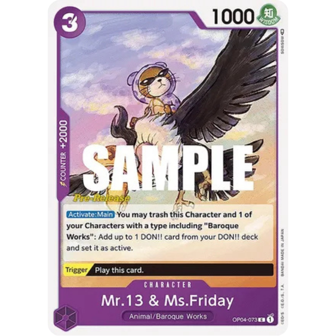 Mr.13 & Ms.Friday (OP04-073) - Kingdoms of Intrigue Pre-Release Cards