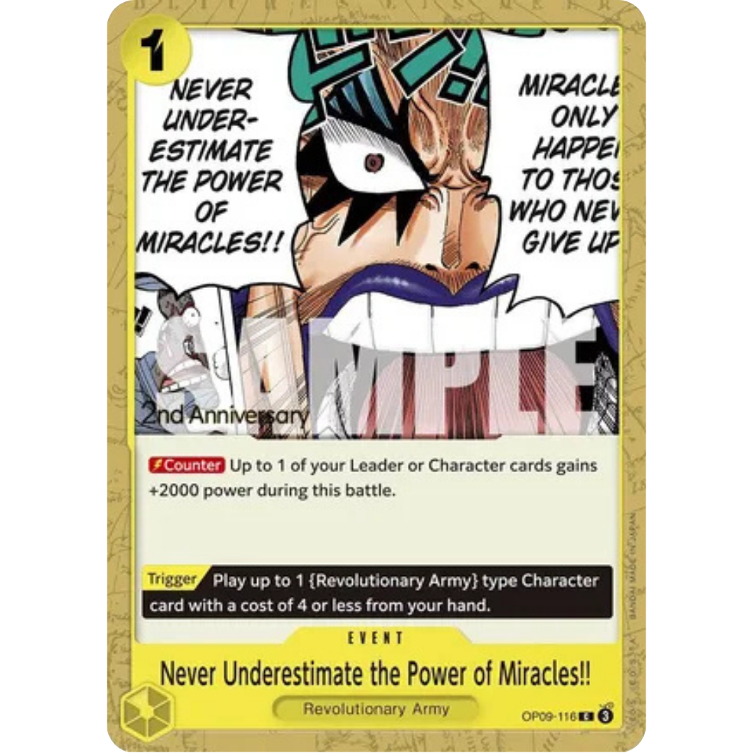 Never Underestimate the Power of Miracles!! (OP09-116) - Emperors in the New World: 2nd Anniversary Tournament Cards