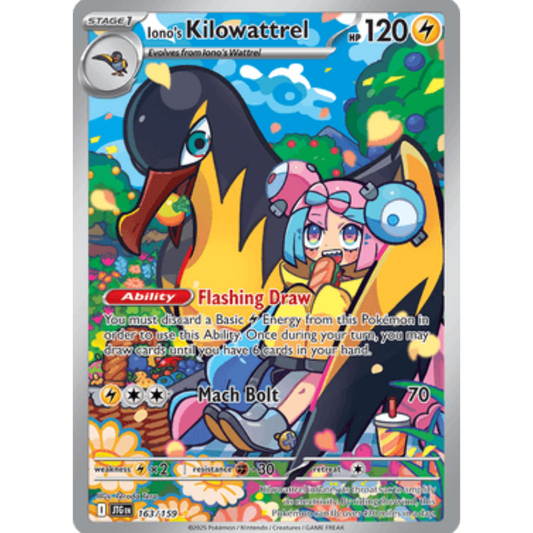Iono's Kilowattrel 163/159  - Holofoil SV09 Journey Together - Illustration Rare