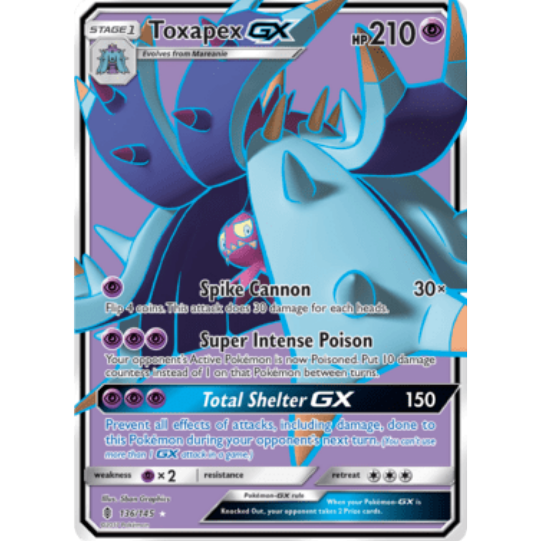 Toxapex GX (Full Art) 136/145  - Holofoil SM  Guardians Rising - Ultra Rare