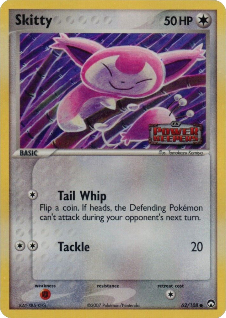 Skitty 062  - Reverse Holofoil Power Keepers - Common