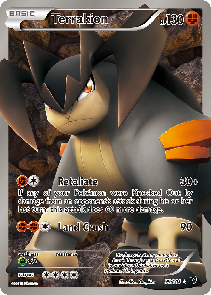 Terrakion (99 Full Art)  - Holofoil Noble Victories - Ultra Rare