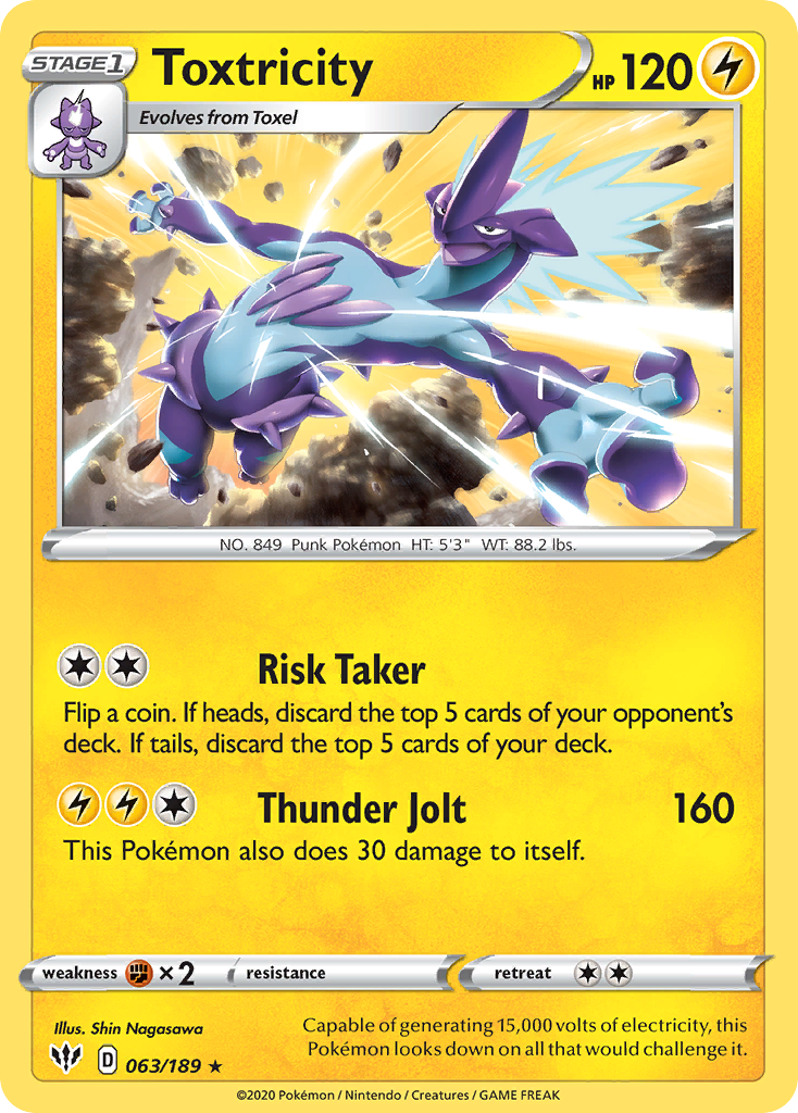 Toxtricity 063  - Holofoil SWSH03 Darkness Ablaze - Holo Rare