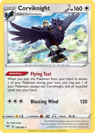 Corviknight 156  - Holofoil SWSH03 Darkness Ablaze - Holo Rare