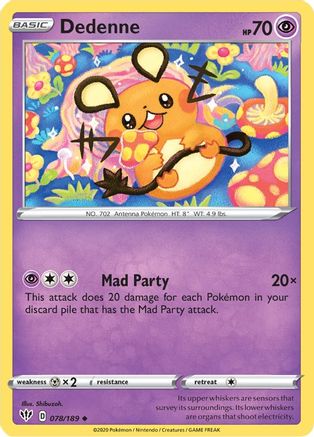 Dedenne 078  SWSH03 Darkness Ablaze - Uncommon