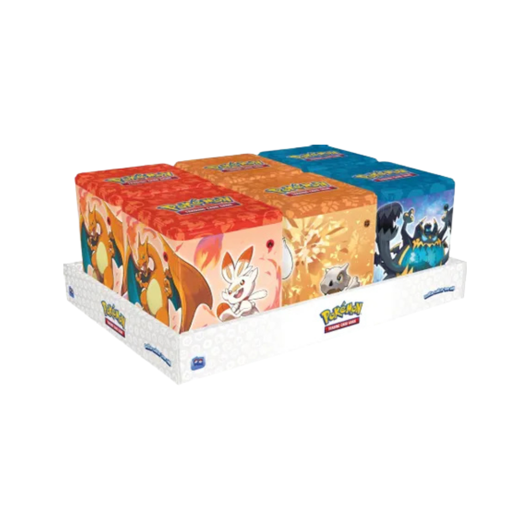 Pokemon Stacking Tins: Fighting-Fire-Darkness Display