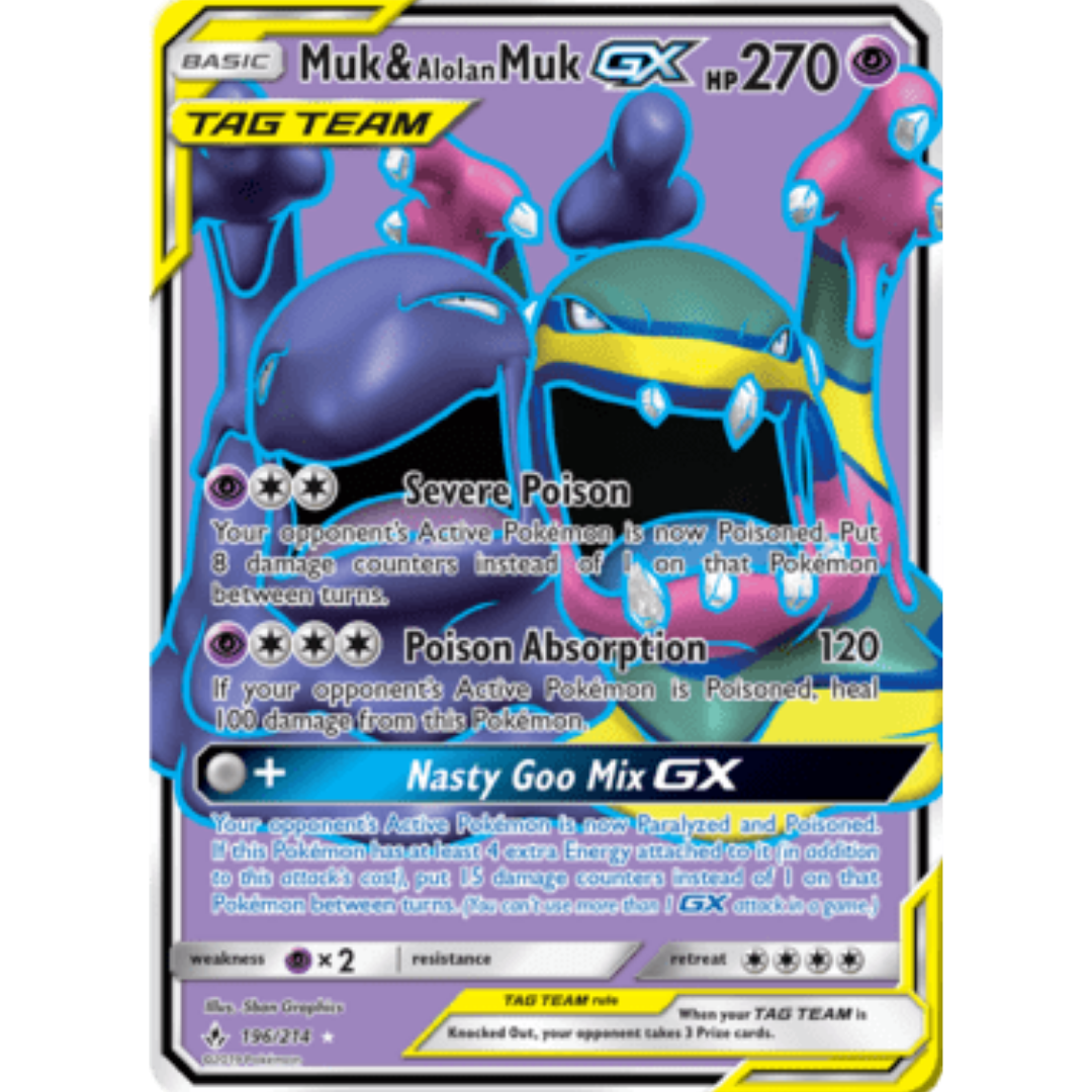 Muk & Alolan Muk GX (196) (Full Art)  - Holofoil SM  Unbroken Bonds - Ultra Rare