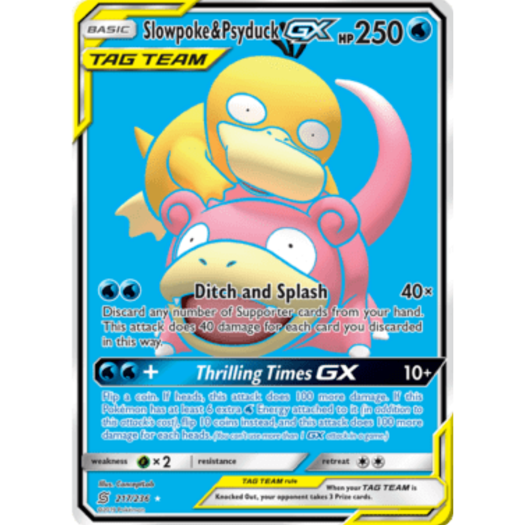 Slowpoke & Psyduck GX (Full Art)  - Holofoil SM  Unified Minds - Ultra Rare