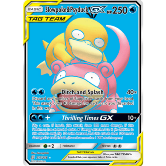 Slowpoke & Psyduck GX (Full Art) 217  - Holofoil SM  Unified Minds - Ultra Rare