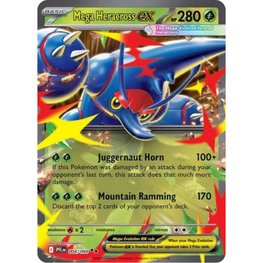 Mega Heracross ex 004/094  - Holofoil ME02 Phantasmal Flames - Double Rare